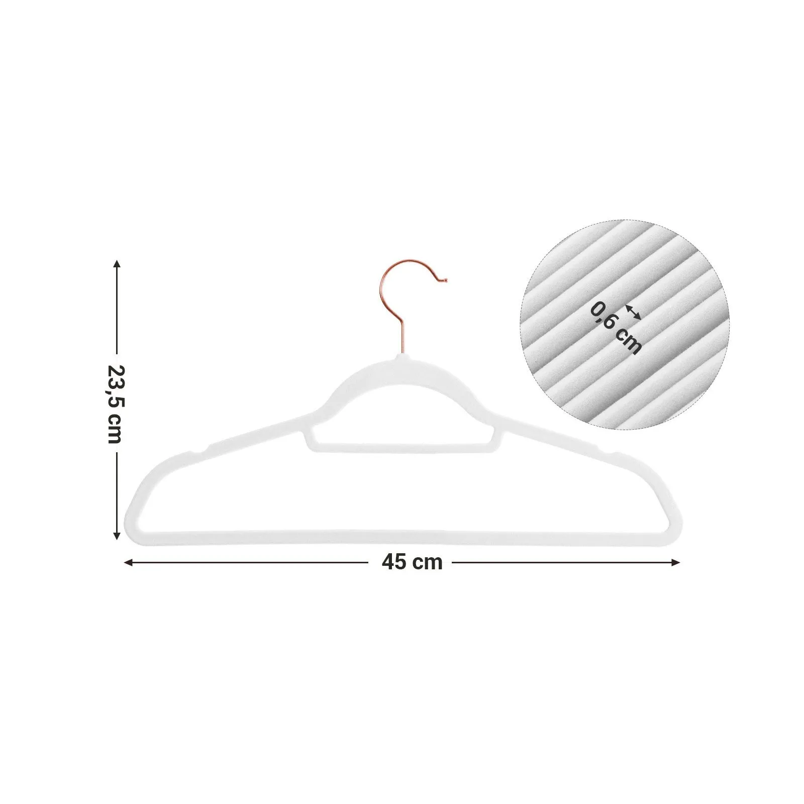 Rootz Velvet Hangers 30 Pack - Clothes Hangers - Space Savers - Double Closet Space - 45cm x 0.6cm x 23.5cm