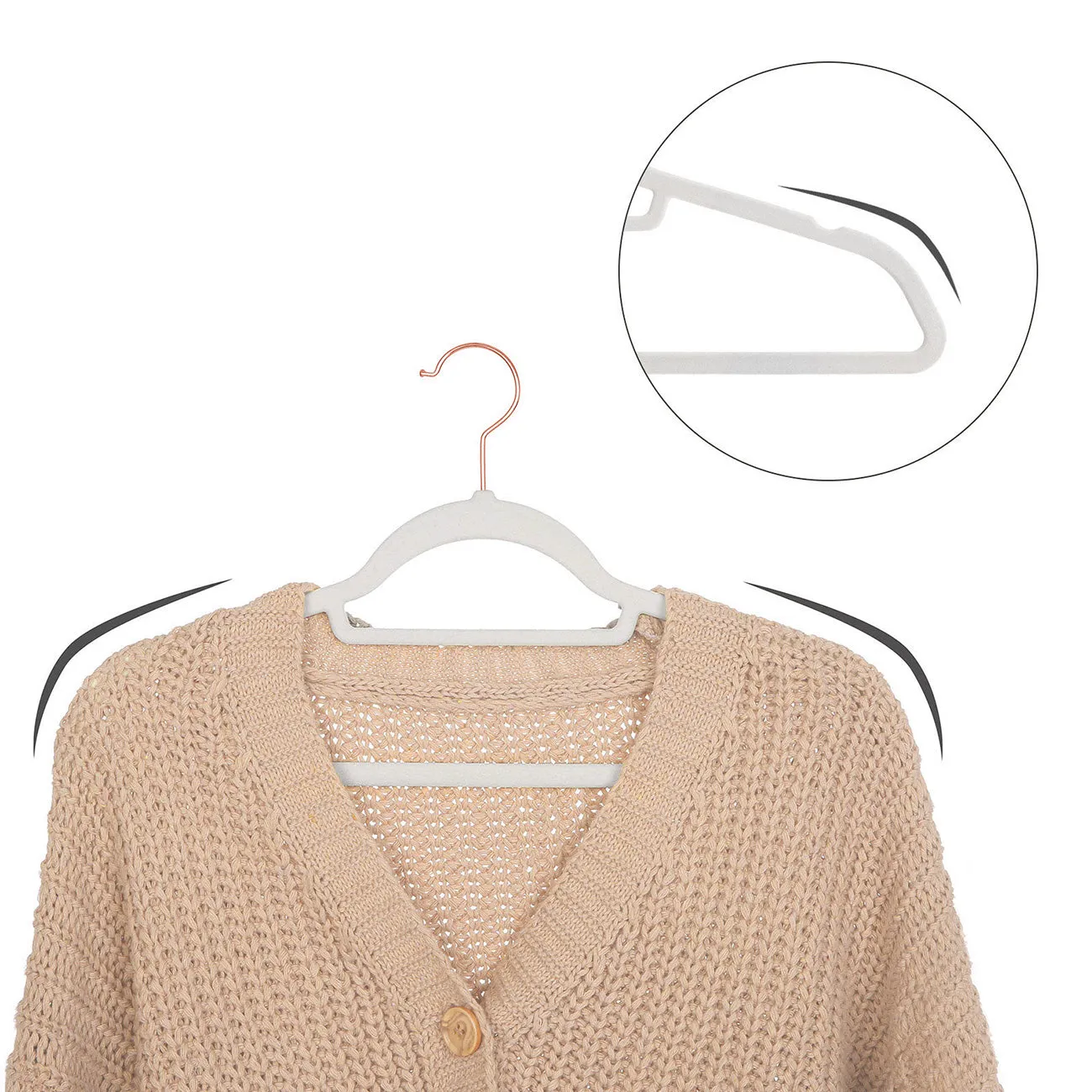 Rootz Velvet Hangers 30 Pack - Clothes Hangers - Space Savers - Double Closet Space - 45cm x 0.6cm x 23.5cm