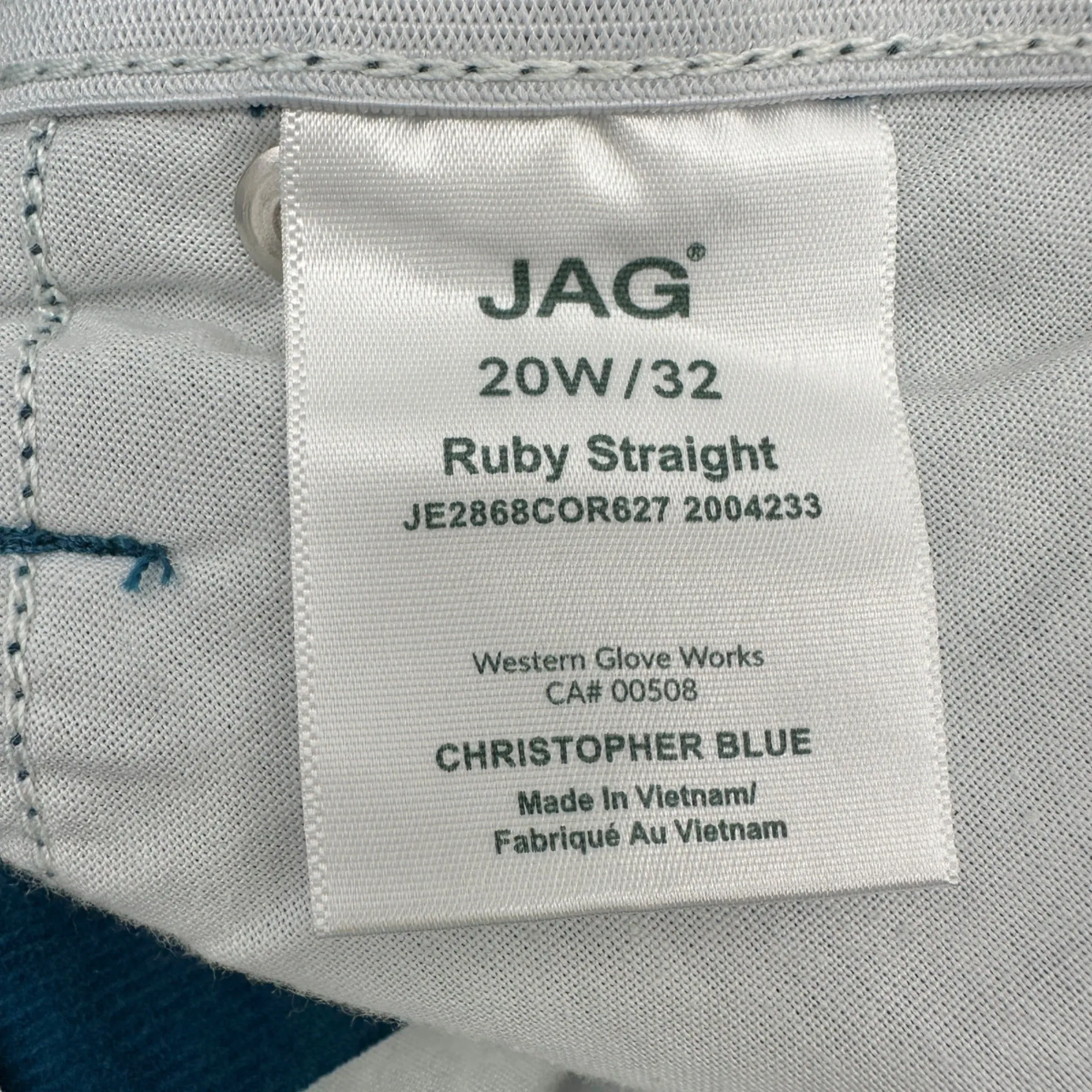 Ruby Mid Rise Straight Corduroy Pants Womens 20W Moroccan Blue By JAG Cotton