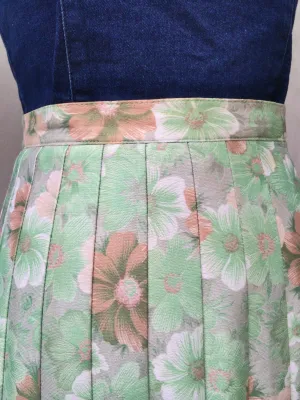 SALE! | A cafe in Paris | Vintage 1950s Green floral petite Pleated skirt