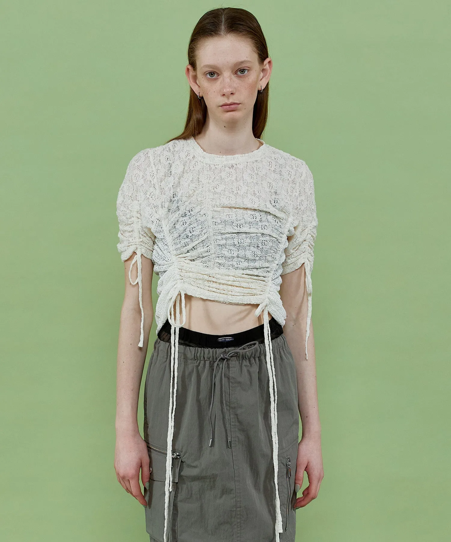 【SALE】Lace Shirring Tops