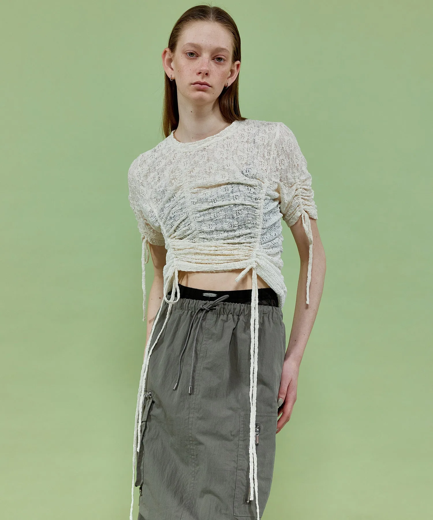 【SALE】Lace Shirring Tops