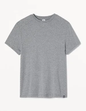 Salton Short Sleeve: Charcoal Heather and White Stripe