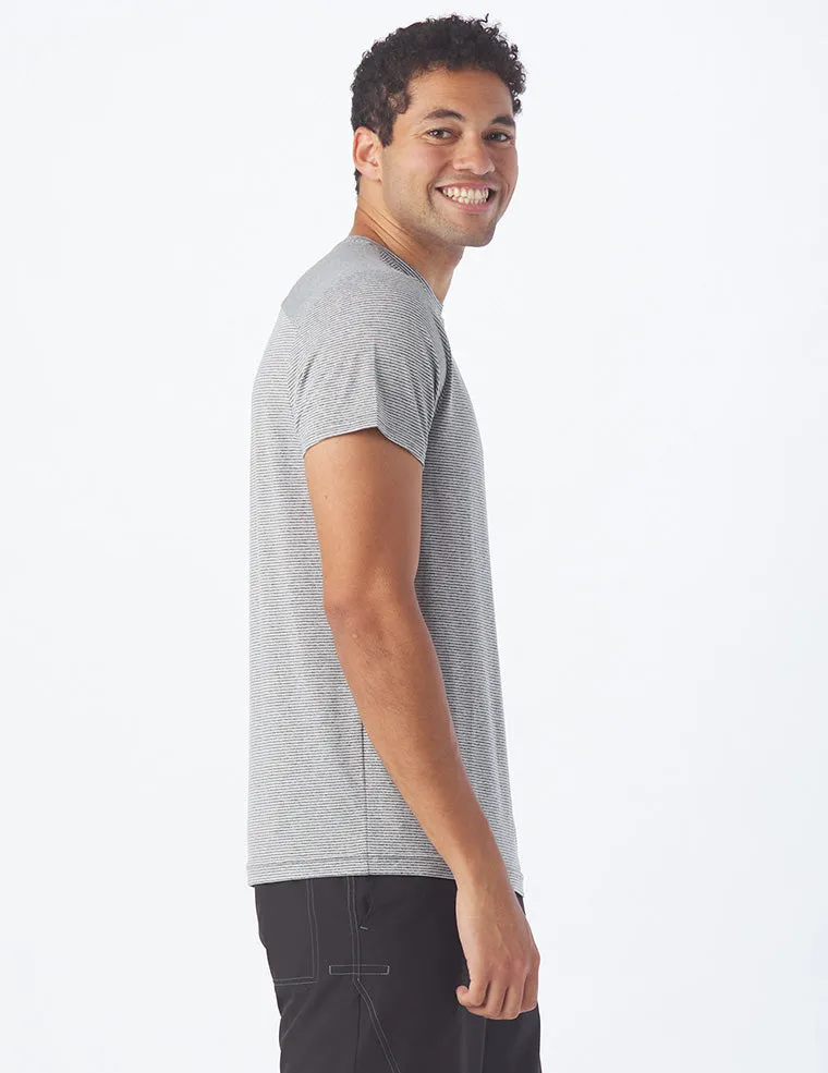Salton Short Sleeve: Charcoal Heather and White Stripe