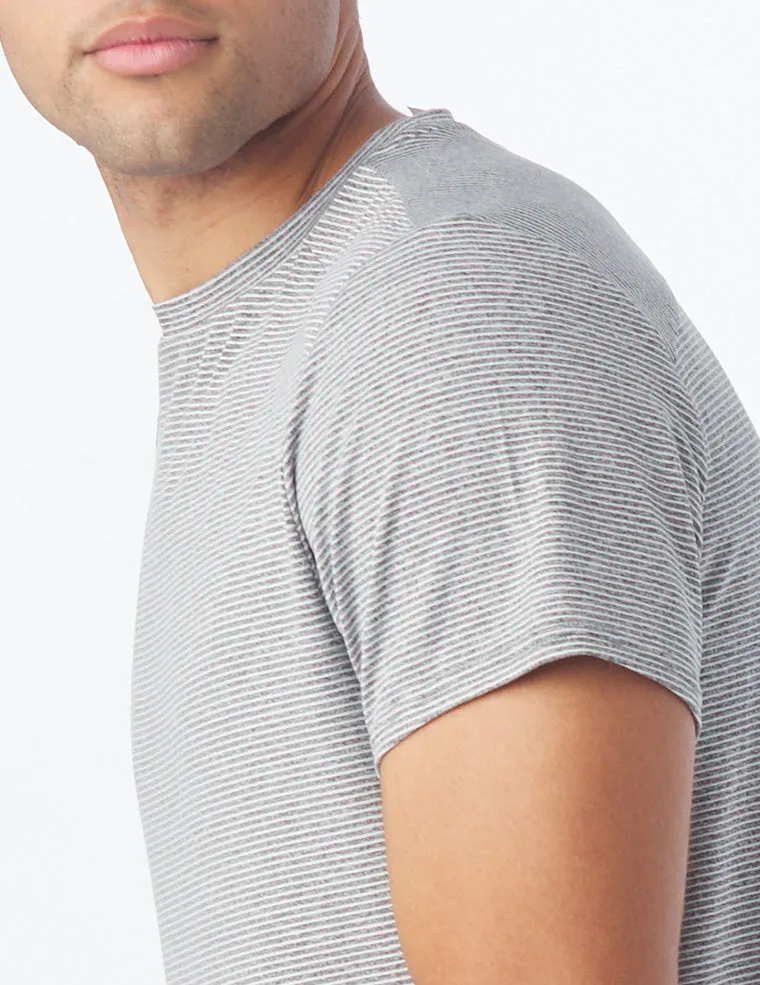 Salton Short Sleeve: Charcoal Heather and White Stripe