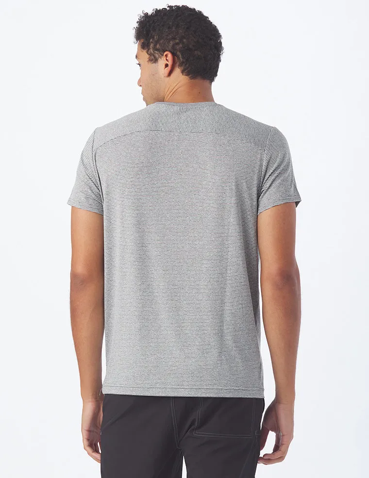 Salton Short Sleeve: Charcoal Heather and White Stripe