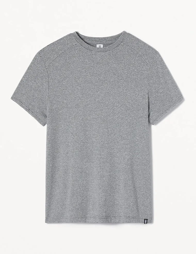 Salton Short Sleeve: Charcoal Heather and White Stripe