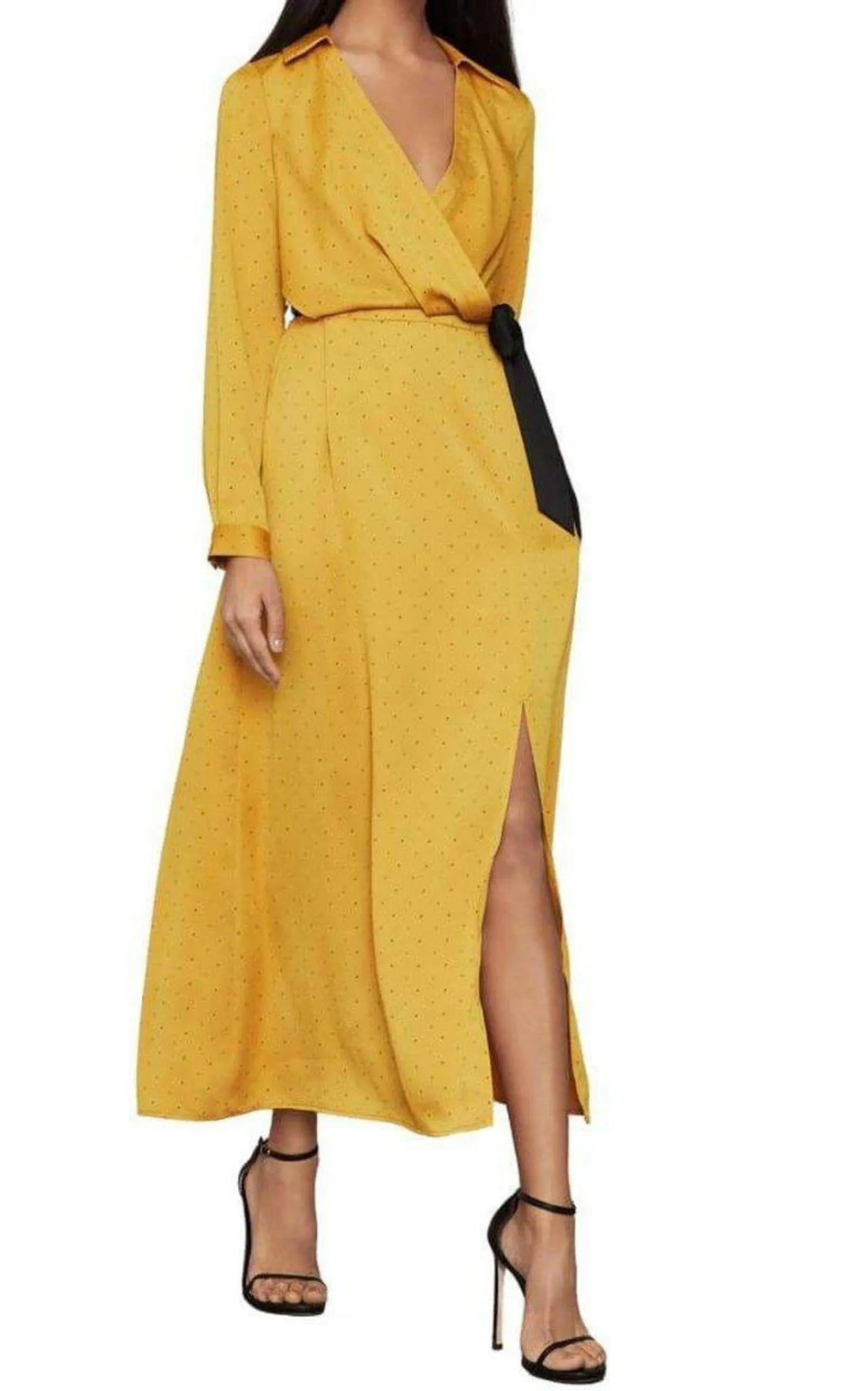 Satin Polka Dot Sash Dress