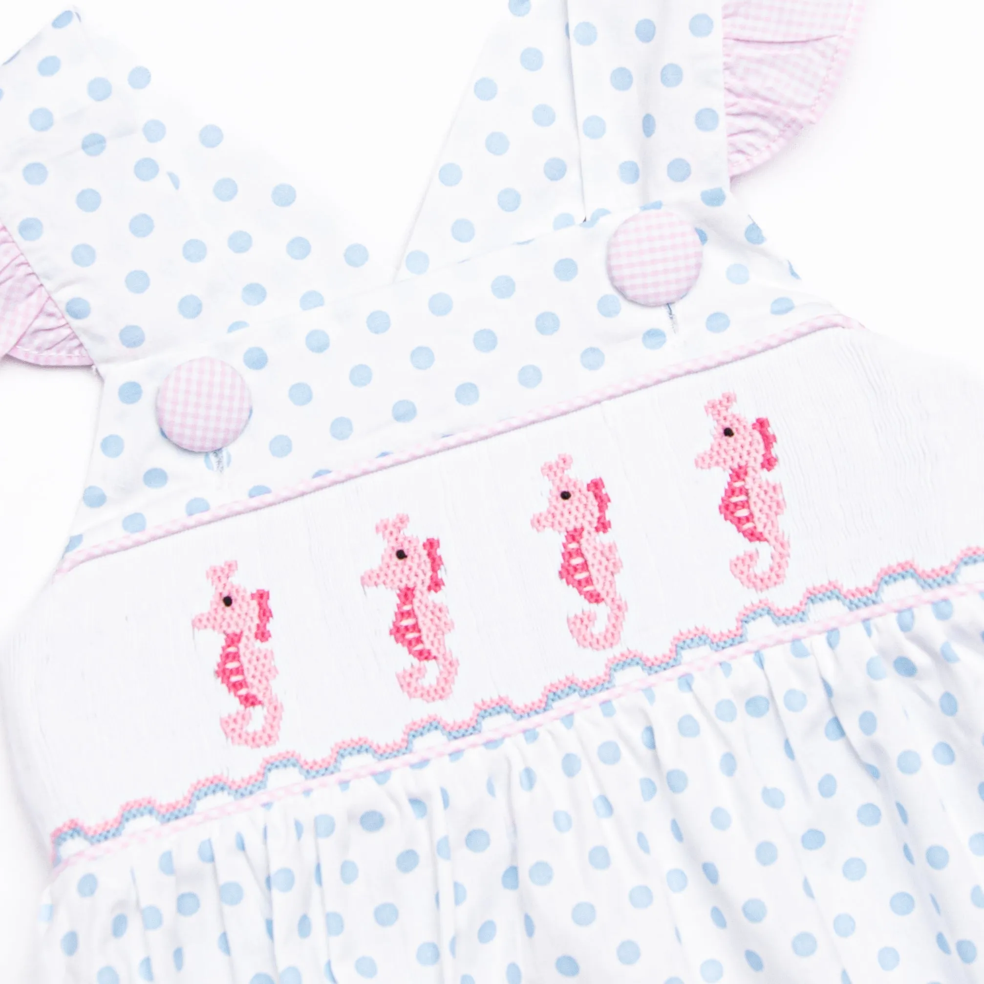 Seahorse Somersaults Smocked Dress, Blue