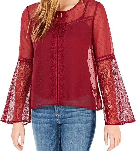 Self Esteem | Swiss Dot Top | Deep Merlot | L