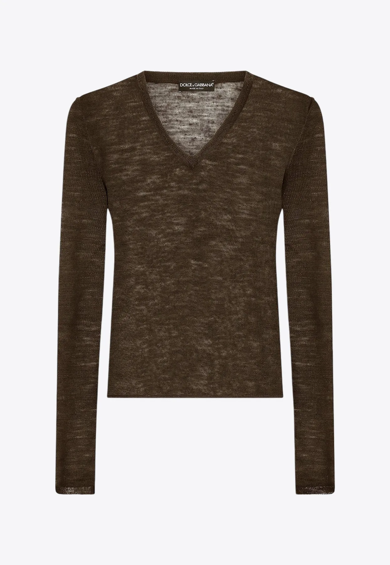 Semi-Sheer V-neck Sweater
