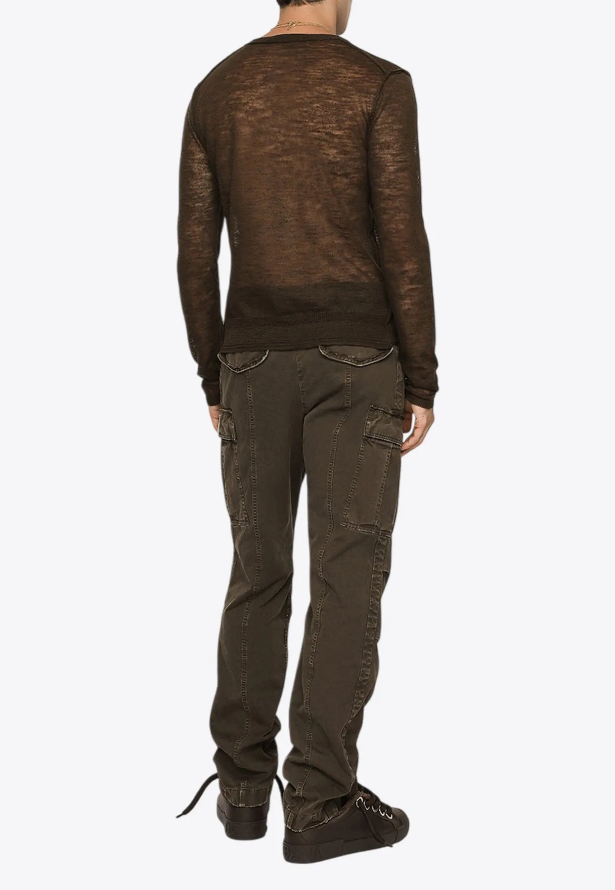 Semi-Sheer V-neck Sweater