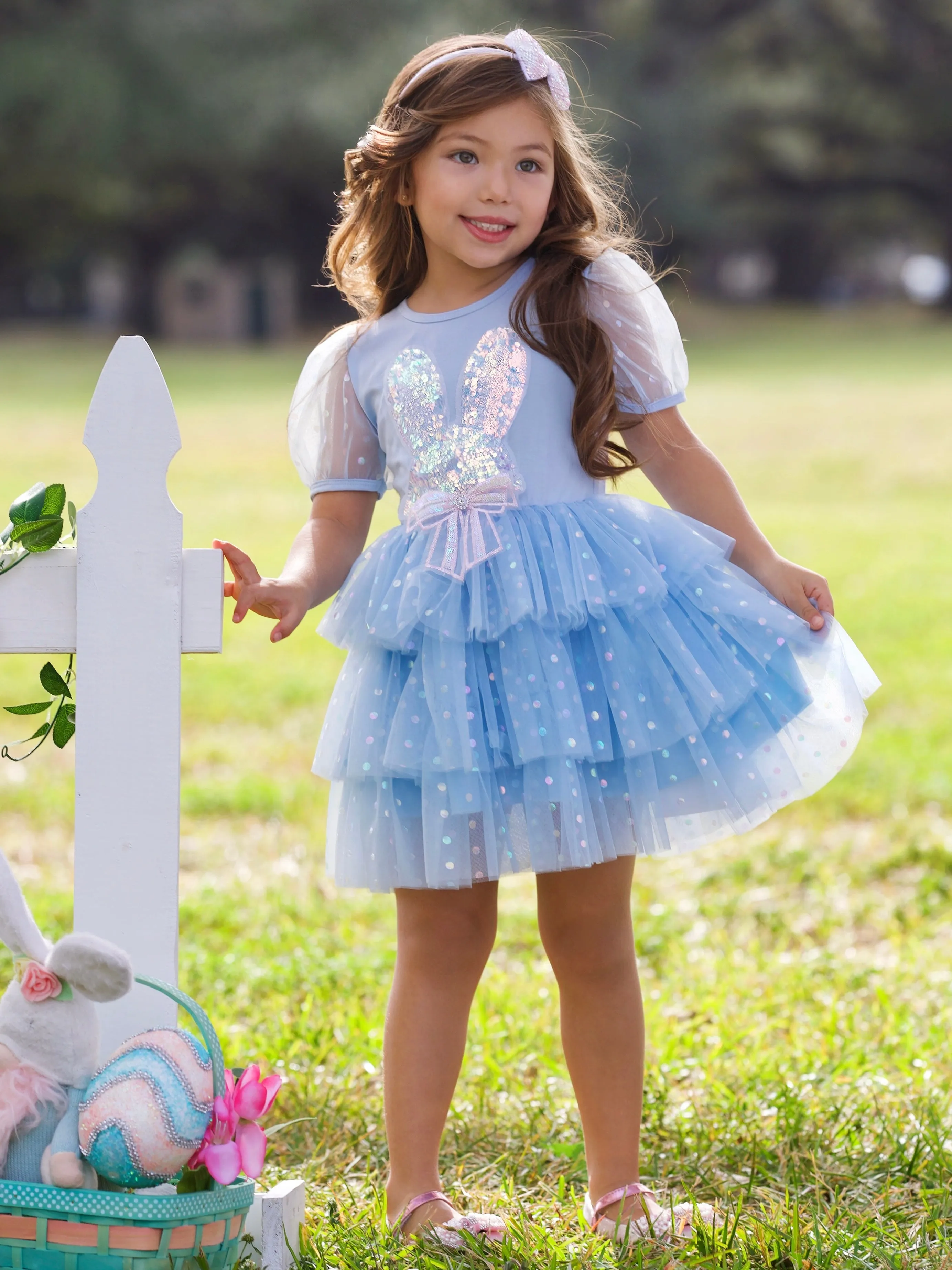 Sequin Bunny Tulle Ruffle Dress