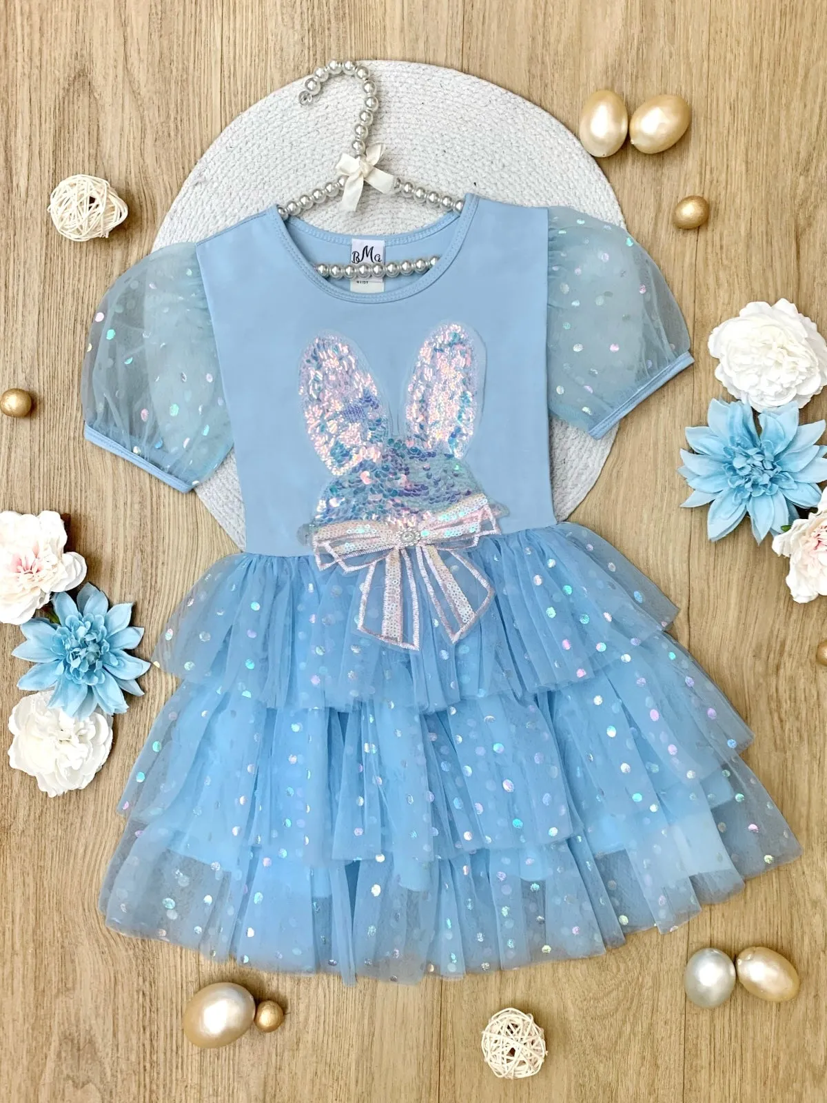 Sequin Bunny Tulle Ruffle Dress