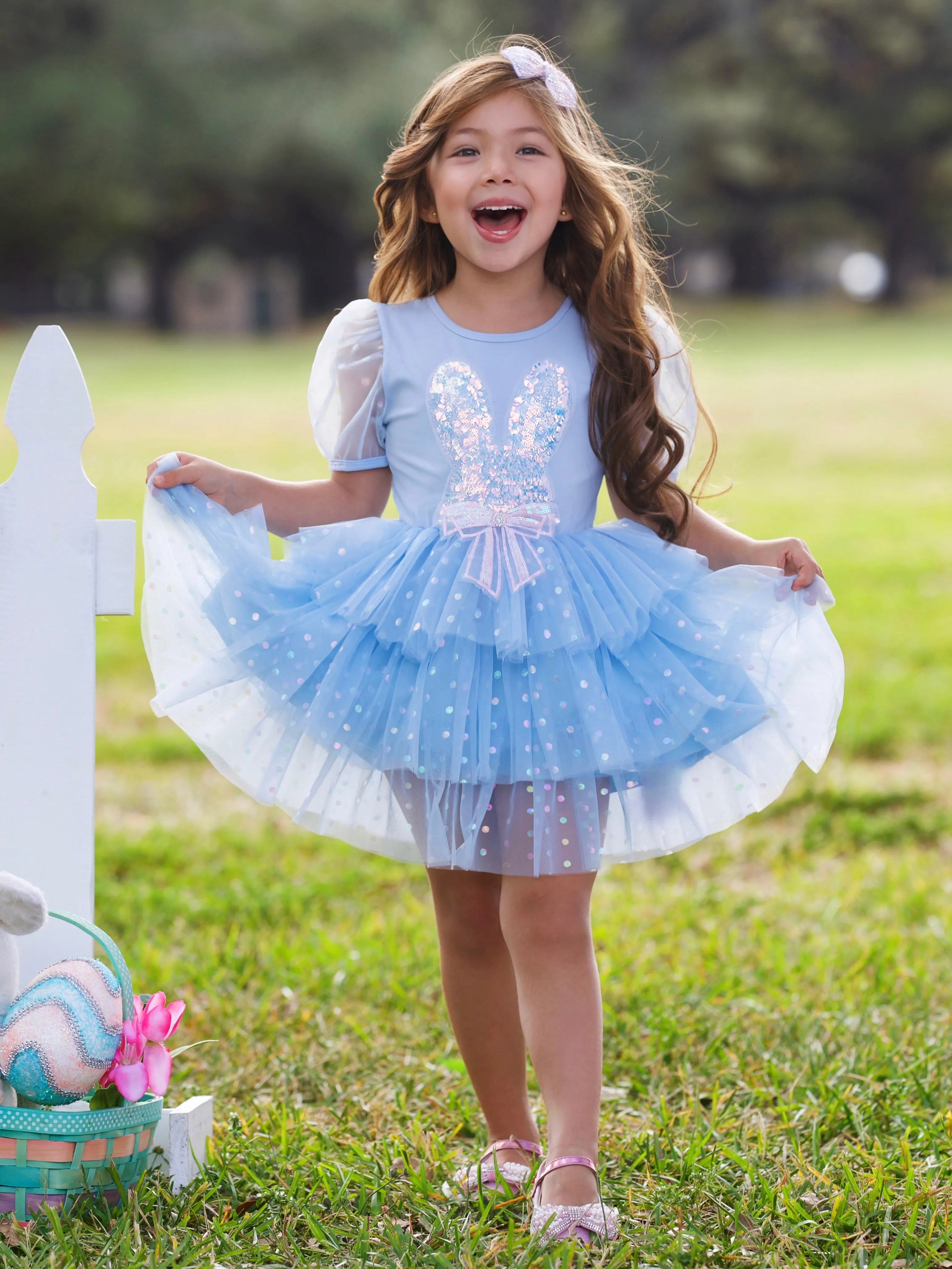 Sequin Bunny Tulle Ruffle Dress