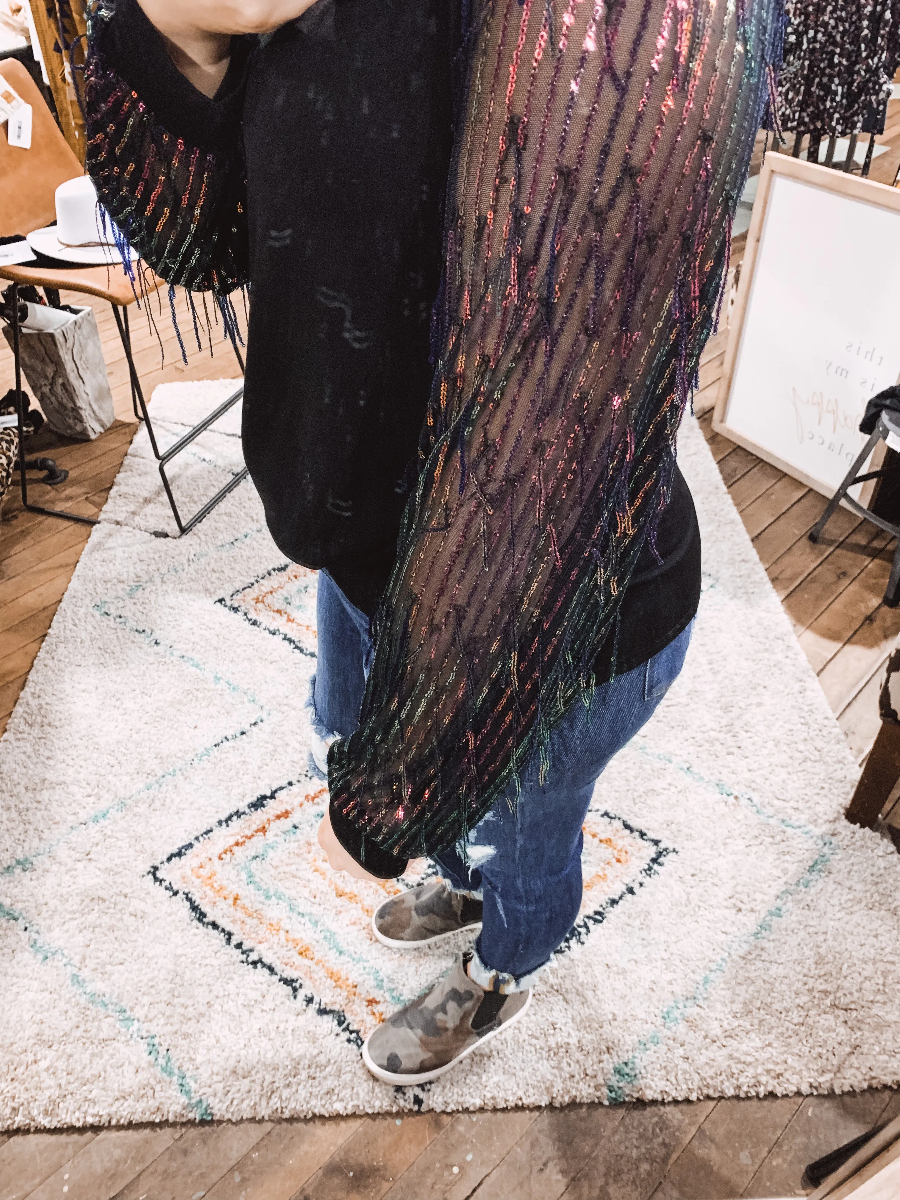 Sequin Detail Sleeve Top