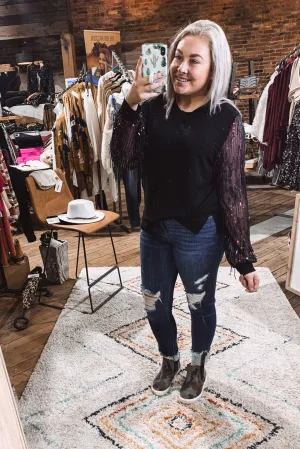 Sequin Detail Sleeve Top