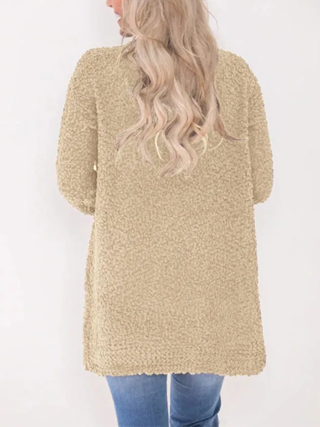 Seven-color Long-sleeved Cardigan Pocket Sweater Coat