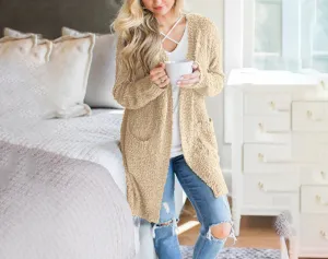 Seven-color Long-sleeved Cardigan Pocket Sweater Coat