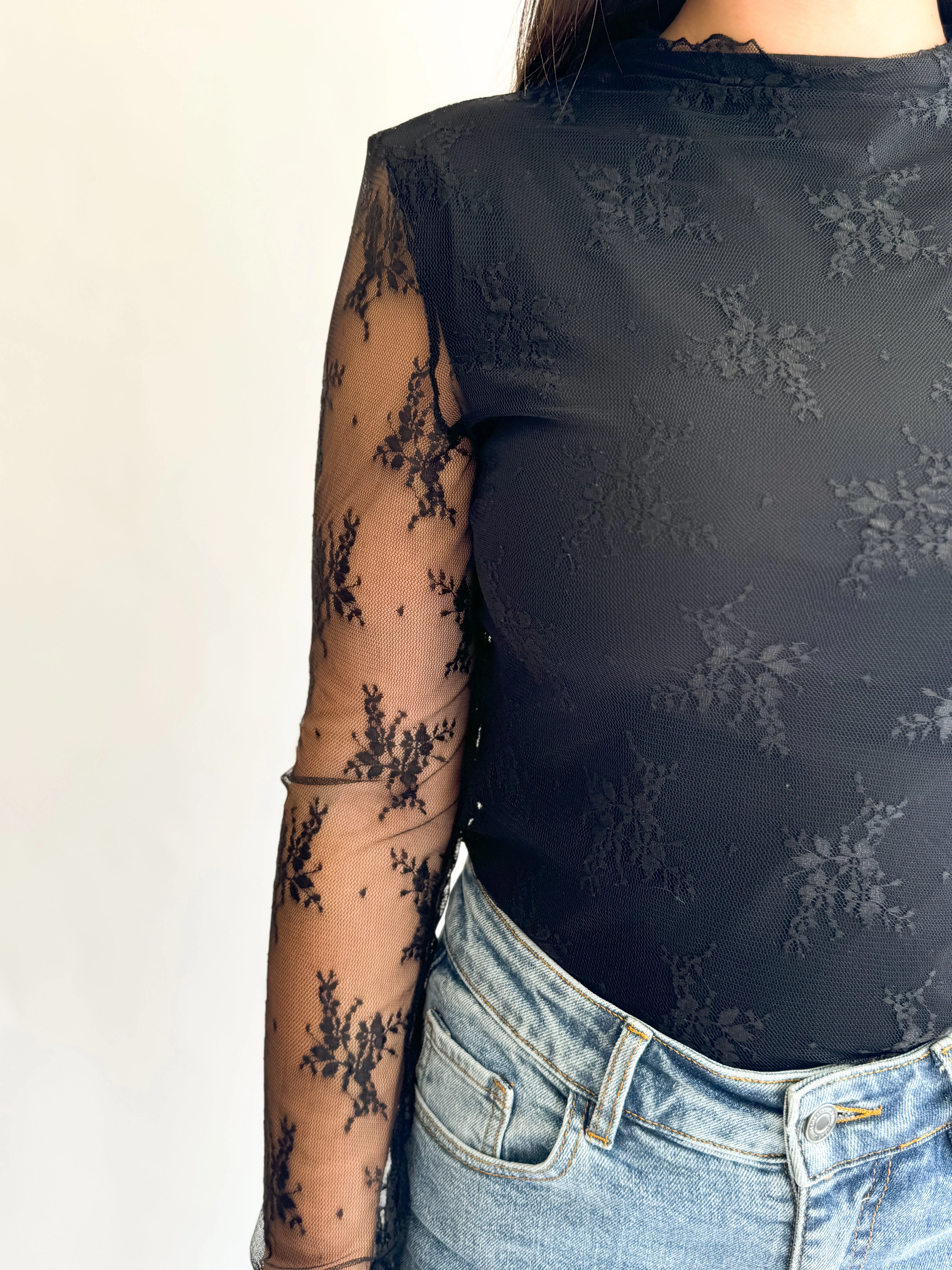 Sheer Lace Top in Black