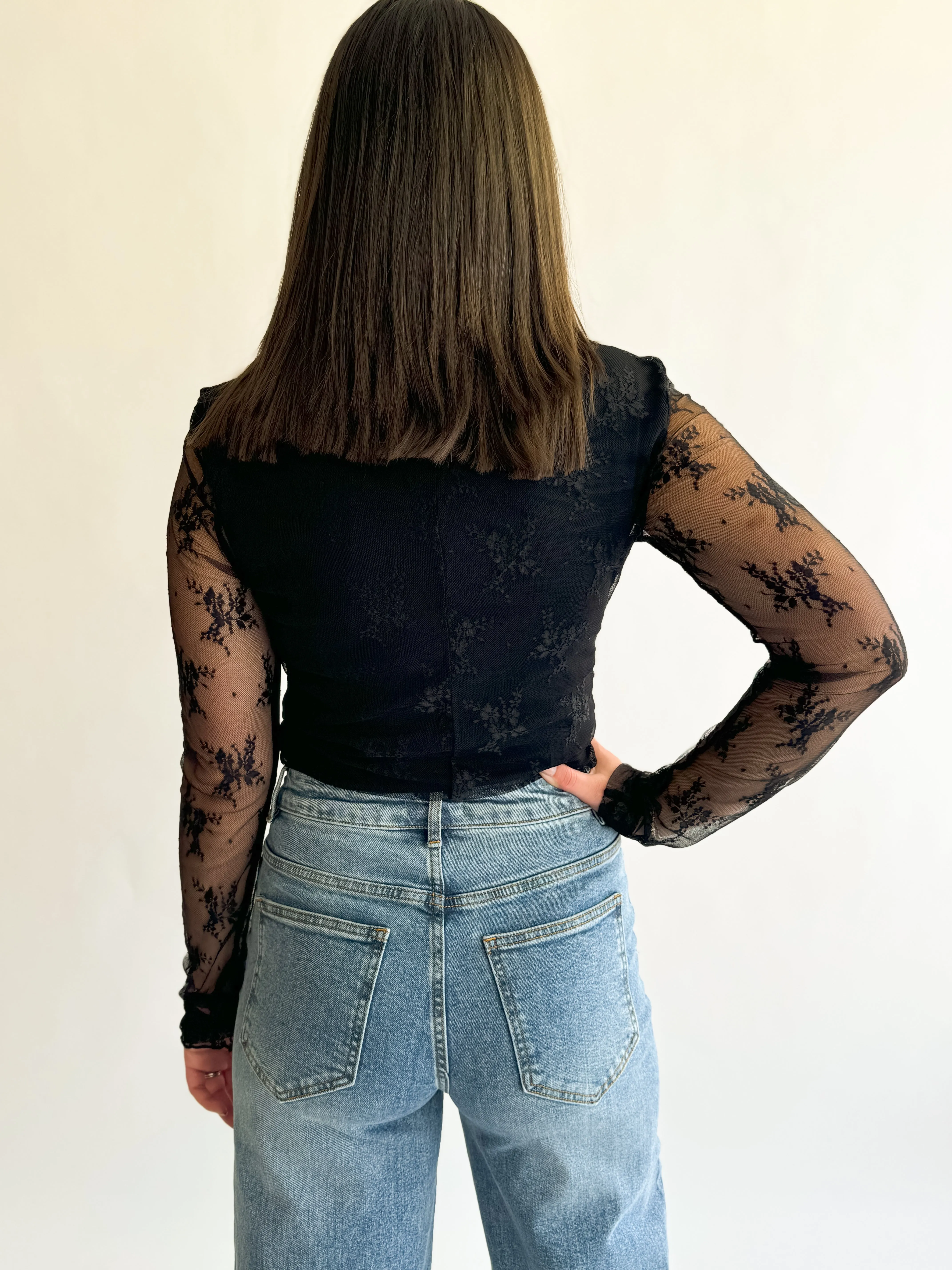 Sheer Lace Top in Black