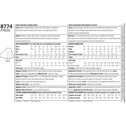 Simplicity Child/Teen Skirts S8774