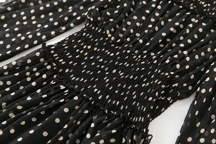 Sky Dot Print Long Dress