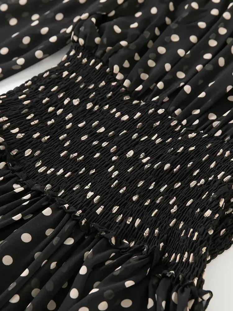 Sky Dot Print Long Dress