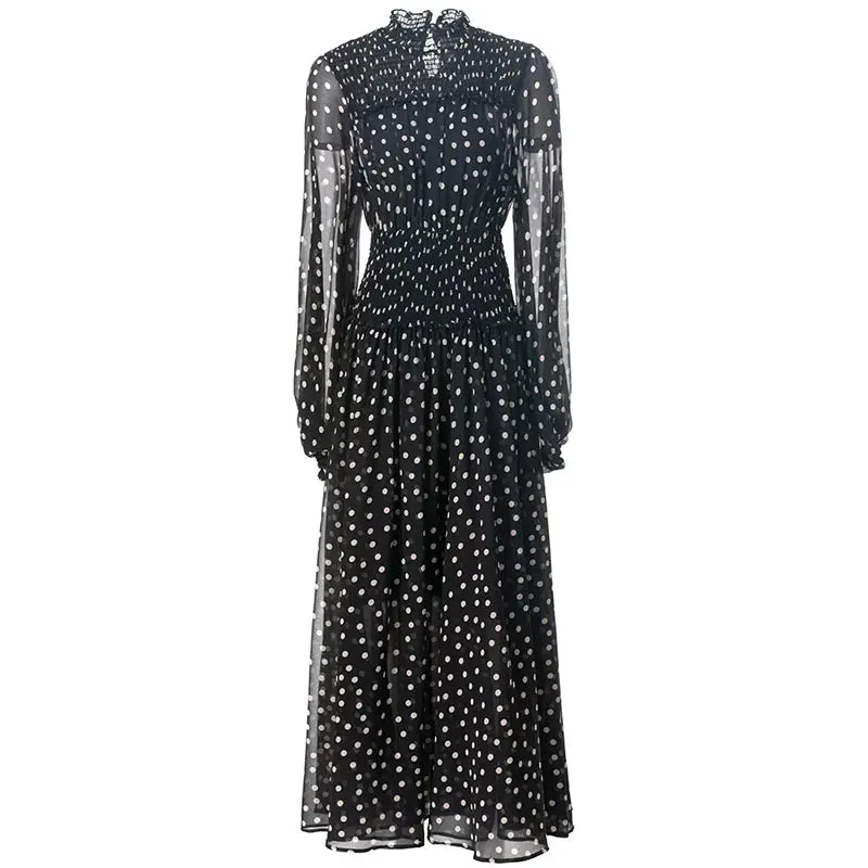 Sky Dot Print Long Dress