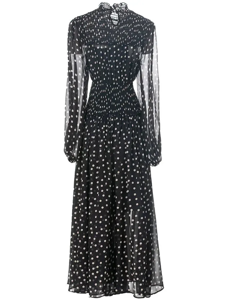 Sky Dot Print Long Dress