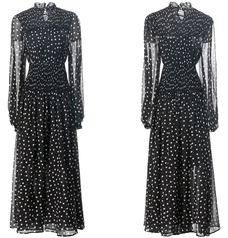 Sky Dot Print Long Dress