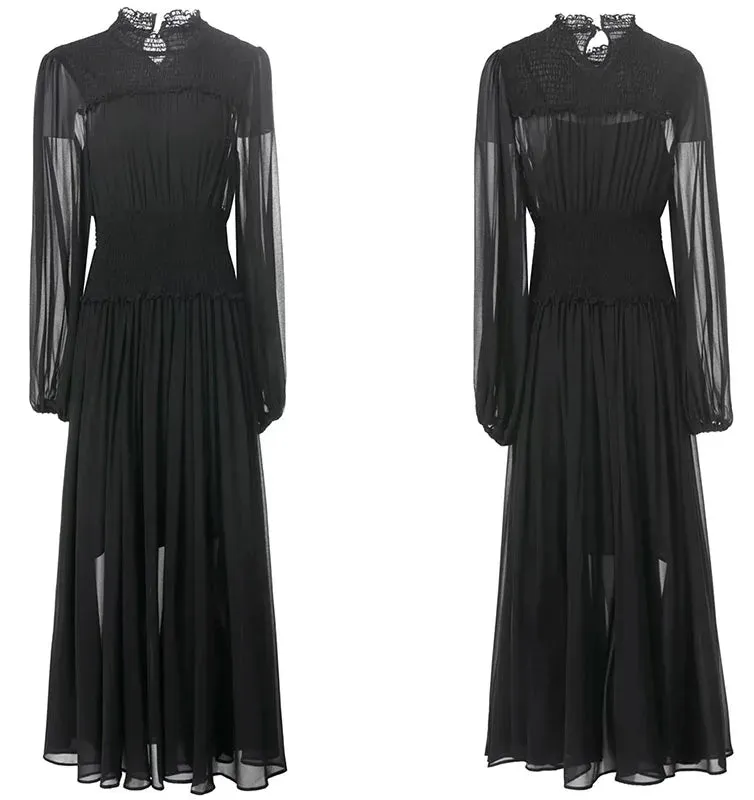 Sky Dot Print Long Dress
