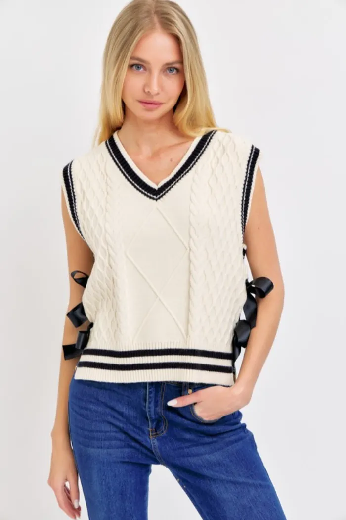 S/L Bow Det Knit Top