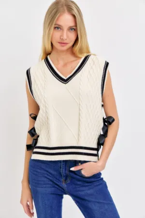 S/L Bow Det Knit Top
