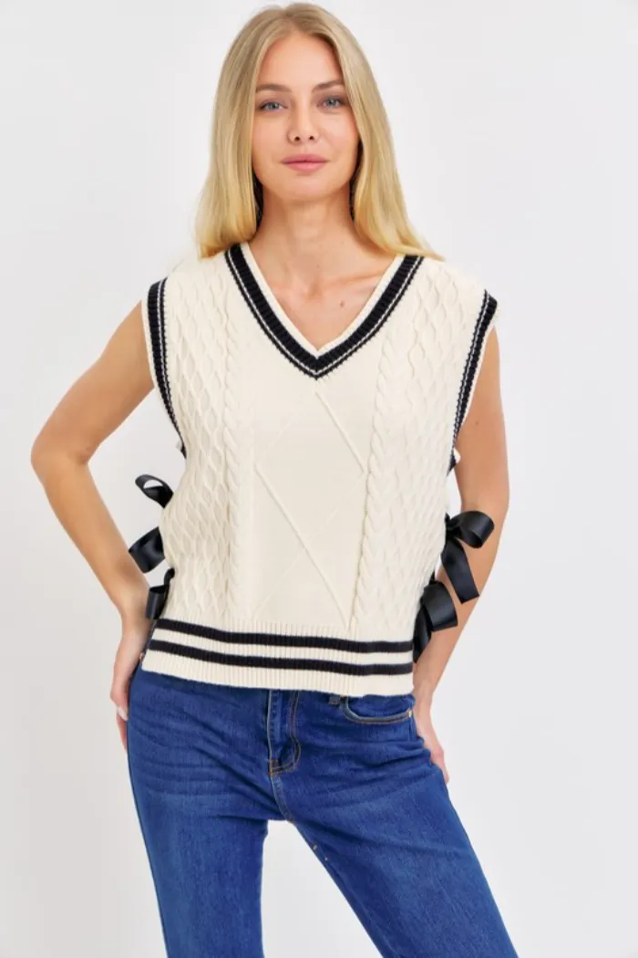 S/L Bow Det Knit Top