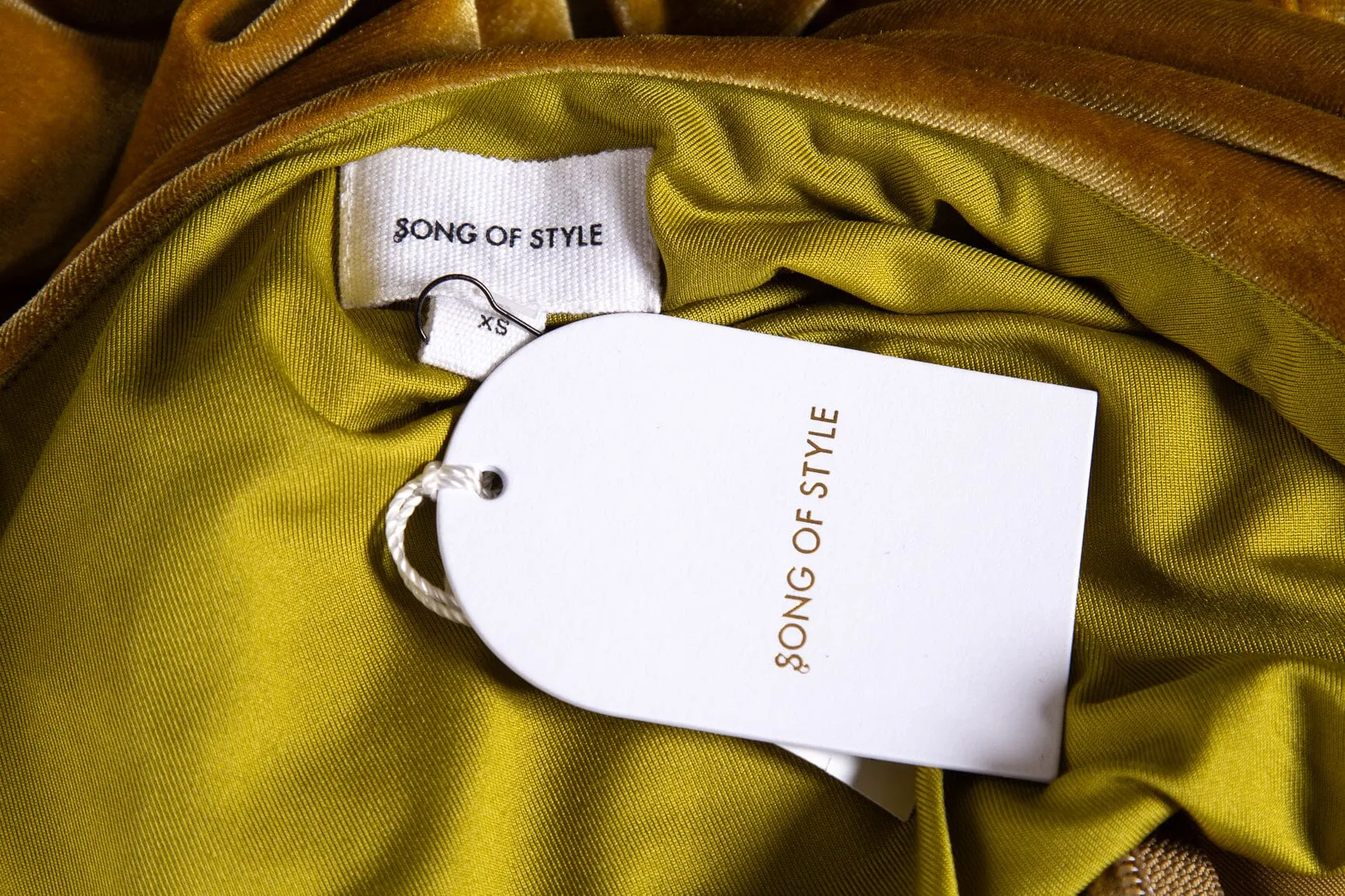 Song of Style Olive One Shoulder Velvet  Dress SZ XS NWT
