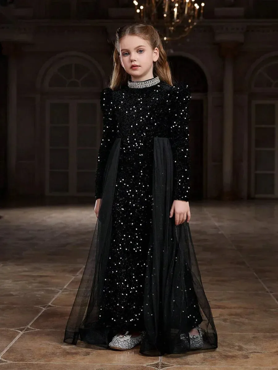 Sparkling Black Velvet Bodycon Dress