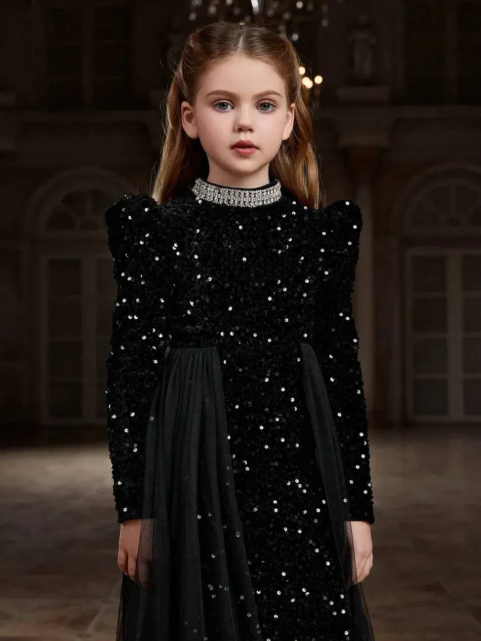 Sparkling Black Velvet Bodycon Dress
