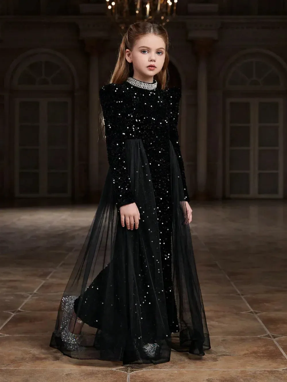 Sparkling Black Velvet Bodycon Dress