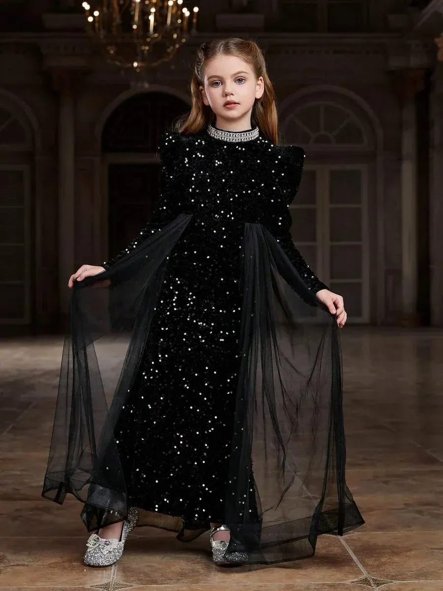 Sparkling Black Velvet Bodycon Dress