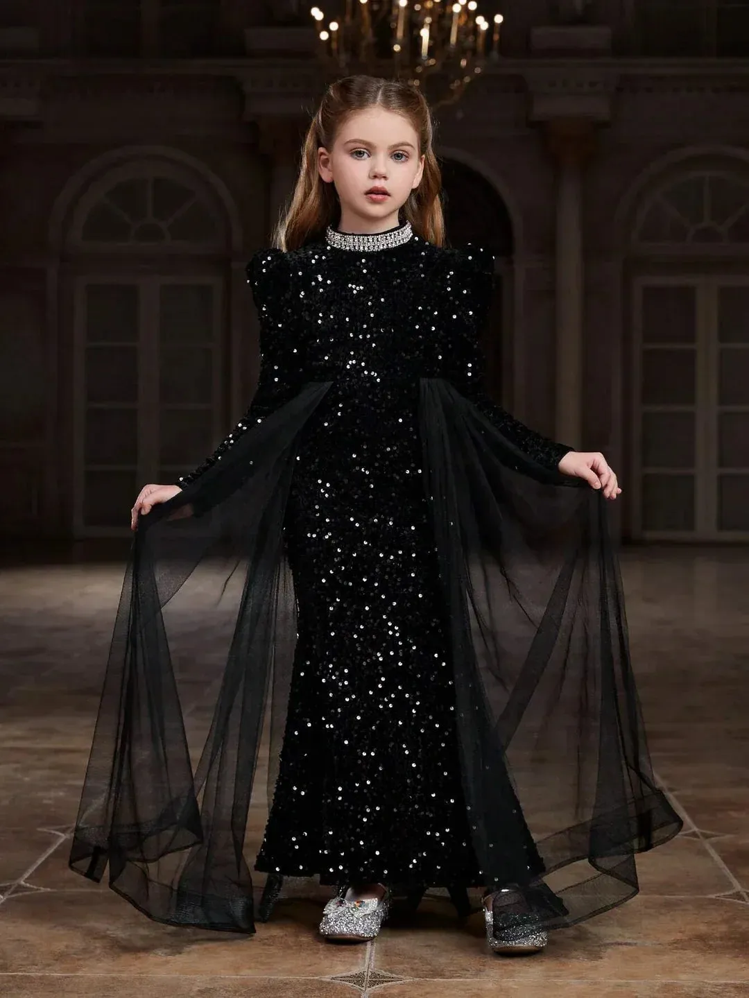 Sparkling Black Velvet Bodycon Dress