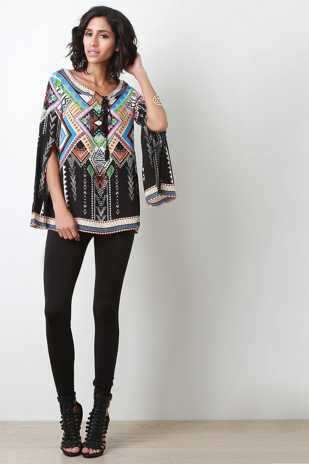 Split Sleeve Tribal Top