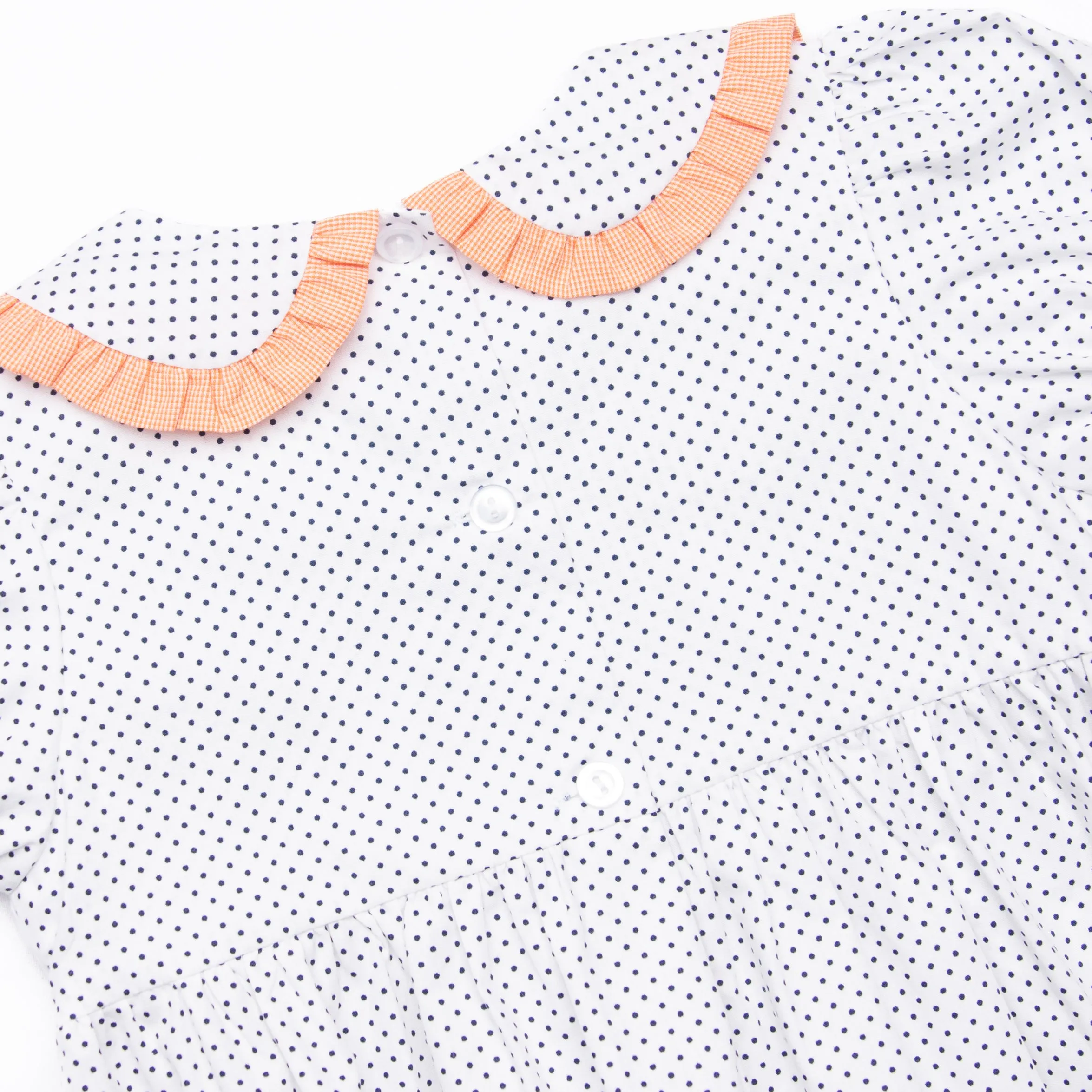 Spooky Spider Smocked Dress, Navy Bitty Dot