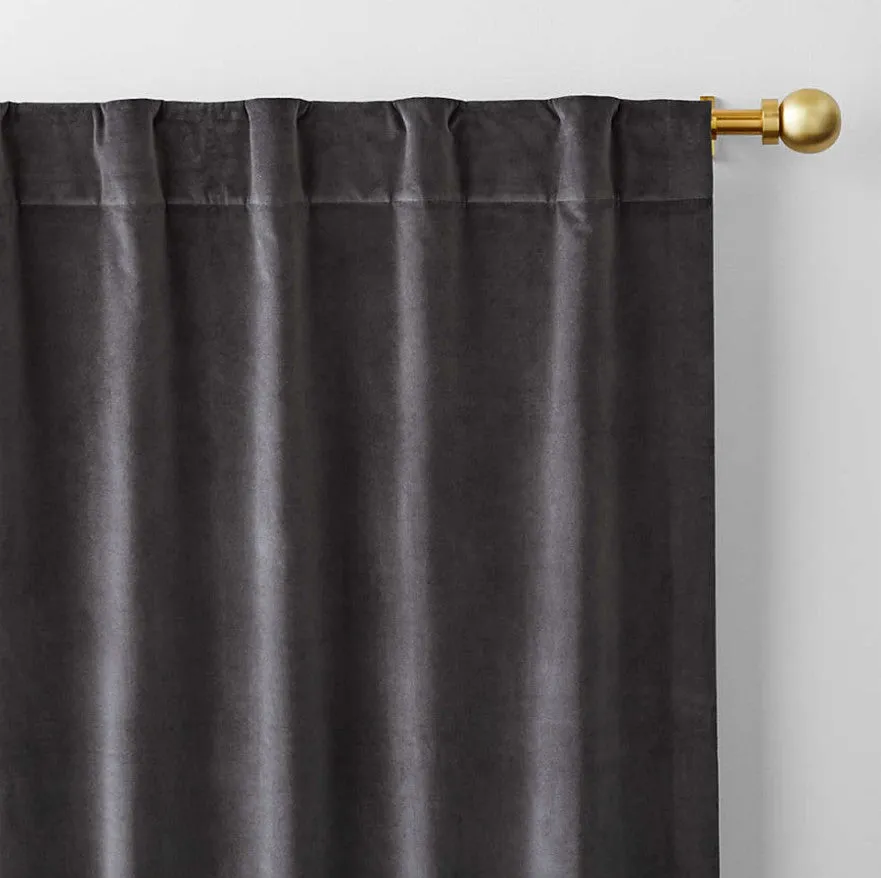 Storm Grey Cotton Velvet Window Curtain