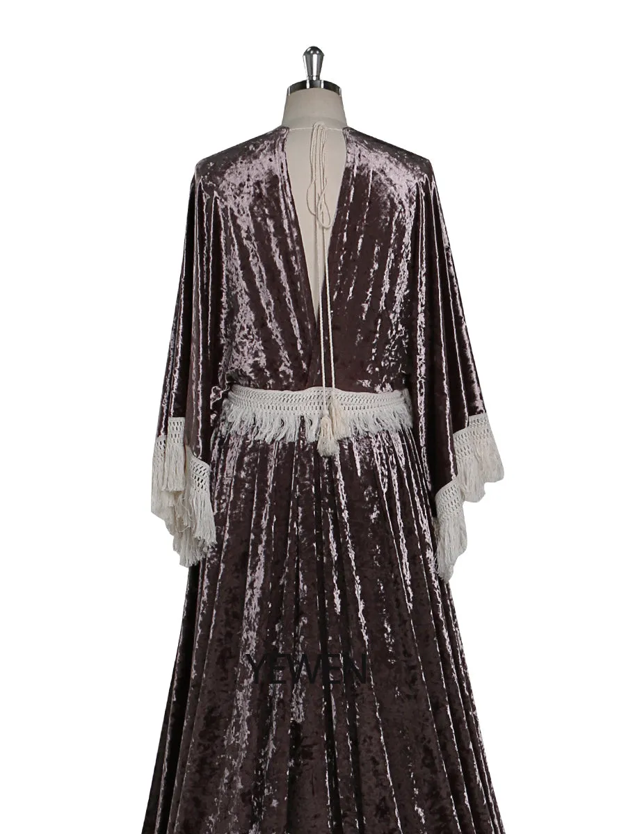 Stretch Velvet Boho Gown Magical Dress for Special Moments Maternity Photo Shoots Dress YEWEN YW220820