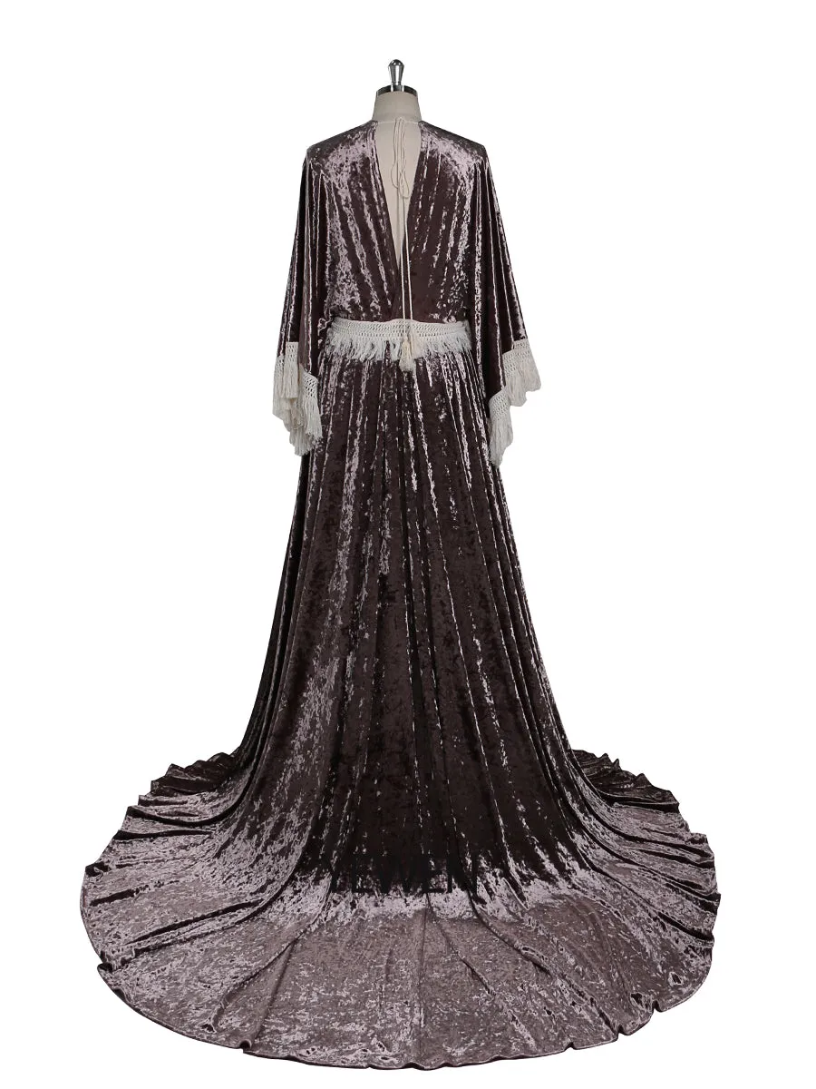 Stretch Velvet Boho Gown Magical Dress for Special Moments Maternity Photo Shoots Dress YEWEN YW220820