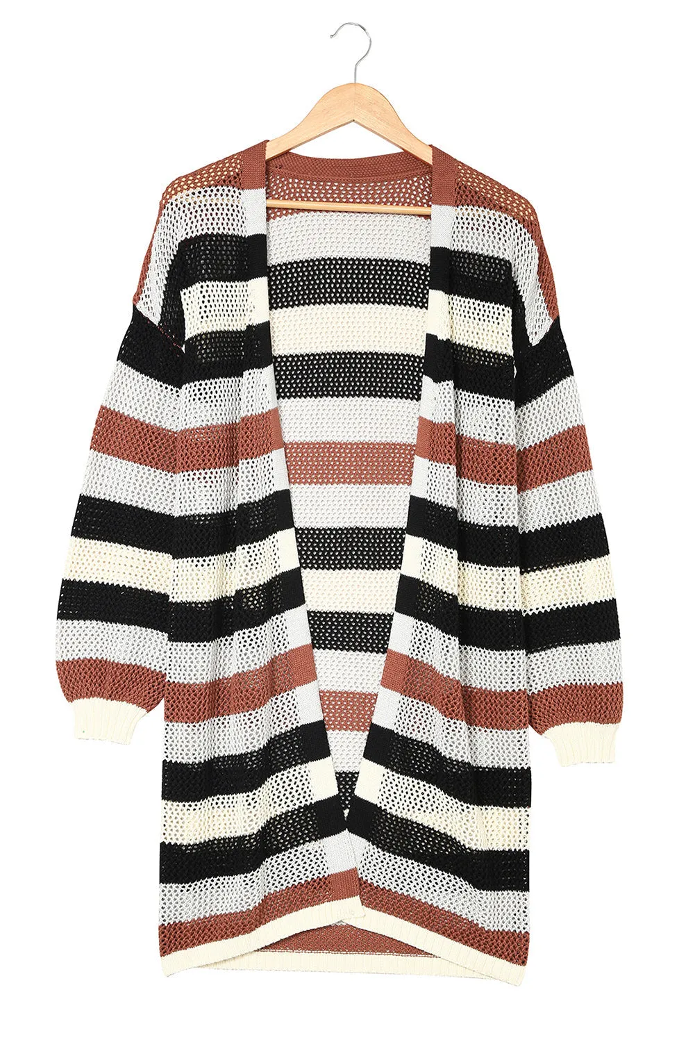 Striped Hollowed Knit Cardigan