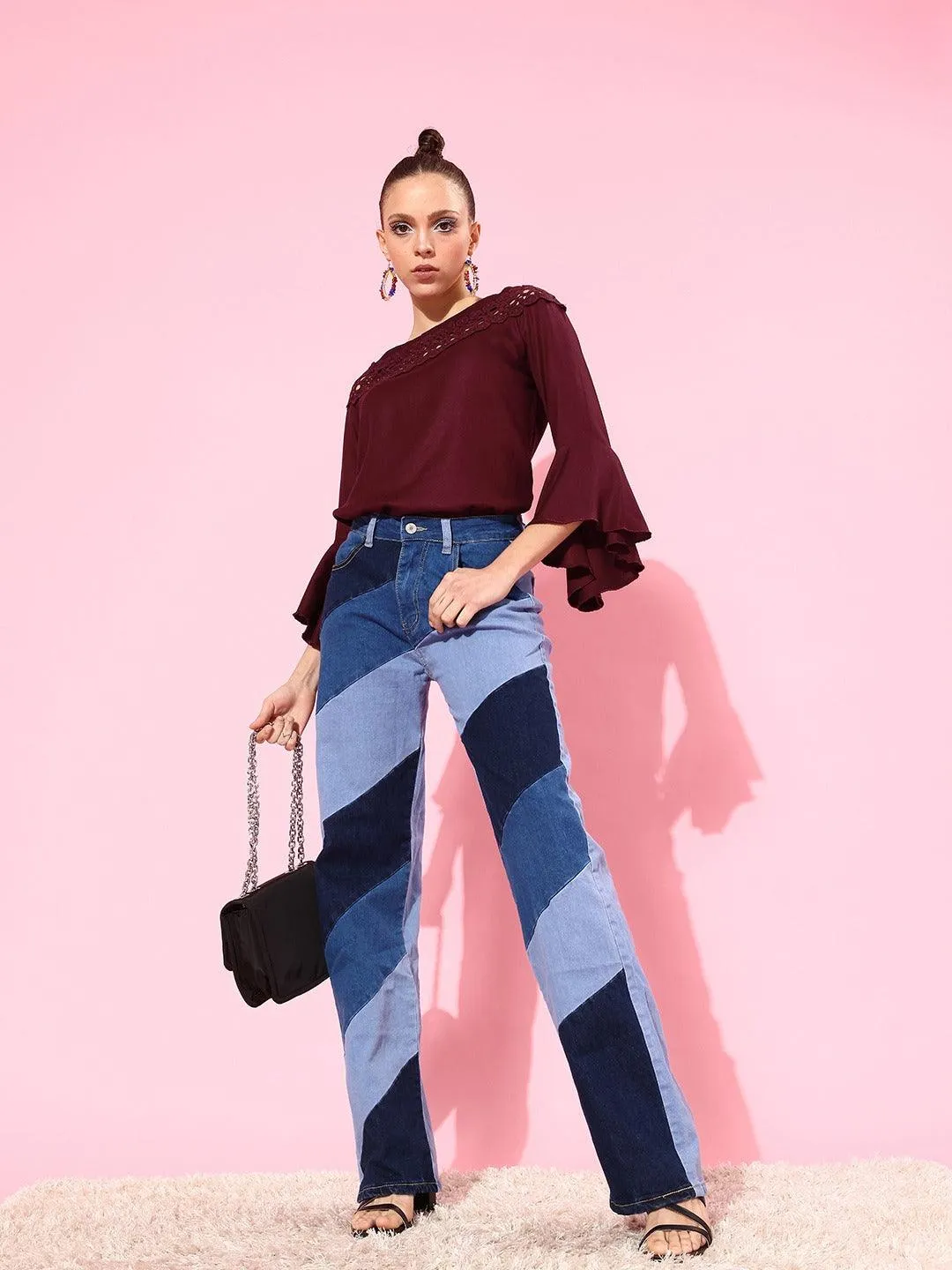 Style Quotient Women Maroon Lace Top