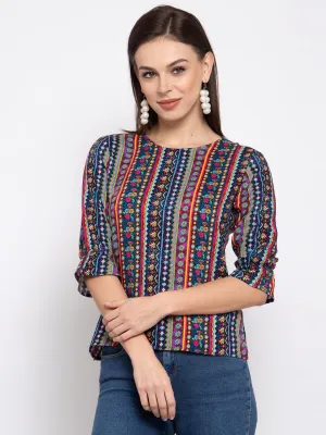 Style Quotient Women Multi Ethnic Printed Polyester Smart Casual Top