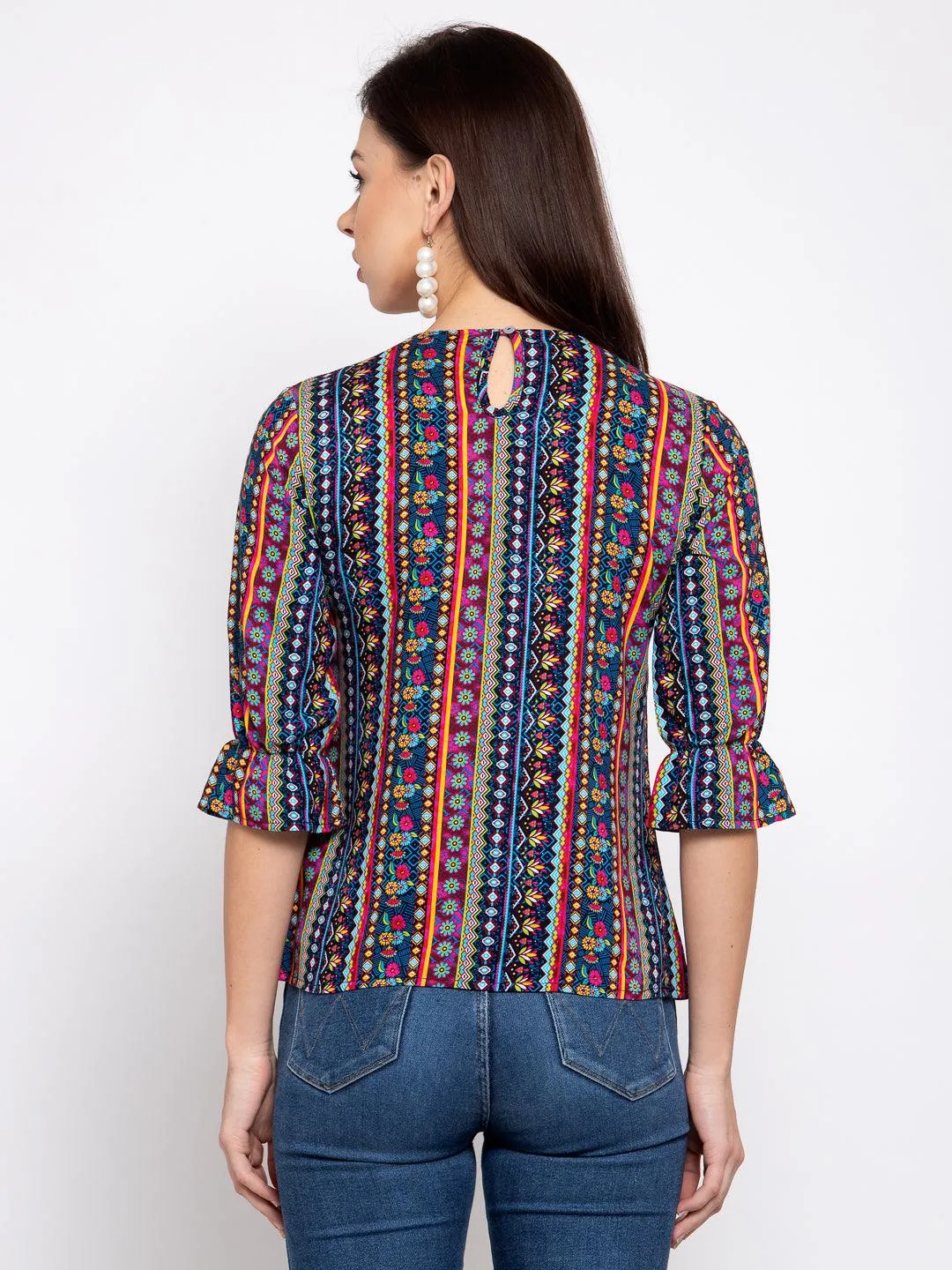 Style Quotient Women Multi Ethnic Printed Polyester Smart Casual Top